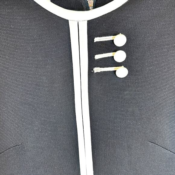 VINTAGE Mary Dobbs Sz 11 Sweater dress black white mod midi dress usa - Picture 3 of 9